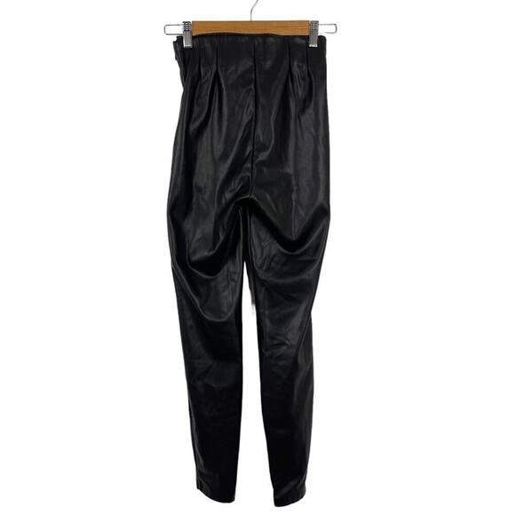 Zara Black Faux Leather High Waisted Leggings Pants Size Small 7102/260 - Picture 8 of 14